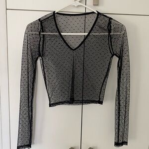 Vintage Polka Dot Mesh Crop Top